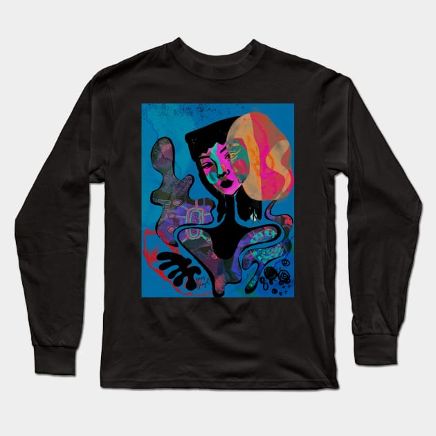 Psychedelic portrait Long Sleeve T-Shirt by Colormyline by Denis Senyol